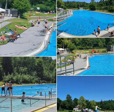 Der Swimmingpool an oder in der Nähe von Modernes Harz Studio Apartment Ferienwohnung über den Baumspitzen