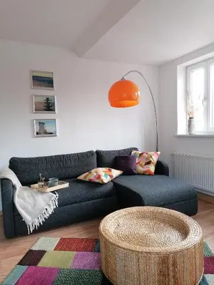 Ein Sitzbereich in der Unterkunft Haus am Fluss