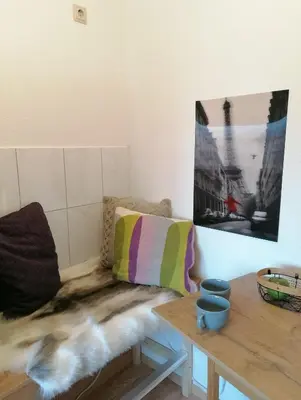 Ein Sitzbereich in der Unterkunft Haus am Fluss