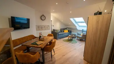 Ein Sitzbereich in der Unterkunft Ferienapartment am Rosenberg