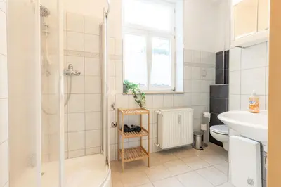 Ein Badezimmer in der Unterkunft Ferienwohnung am Neuen Thore I - b70155