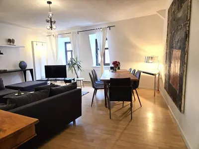 Ein Sitzbereich in der Unterkunft Apartment am Rathaus