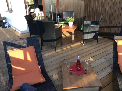Ein Sitzbereich in der Unterkunft Ferienwohnung Klippenliebe 1 OG und Dachgeschoss