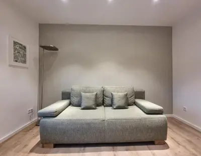Ein Sitzbereich in der Unterkunft Ferienwohnung Hanenthorp