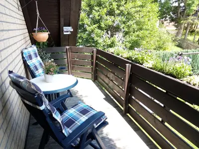 Ein Balkon oder eine Terrasse in der Unterkunft Ferienwohnung Helmers Gemütlich wie zuhause