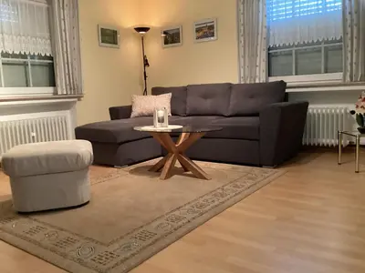 Ein Sitzbereich in der Unterkunft Ferienwohnung Krapohl