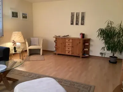Ein Sitzbereich in der Unterkunft Ferienwohnung Krapohl