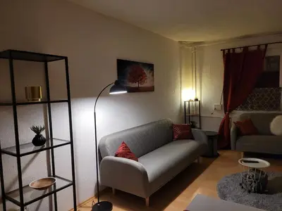 Ein Sitzbereich in der Unterkunft Ferienwohnung Langenstein