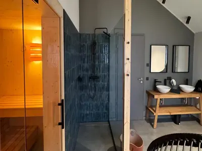 Ein Badezimmer in der Unterkunft modernes Chalet in Hahnenklee