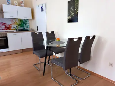 Küche/Küchenzeile in der Unterkunft Ferienwohnung Fessel