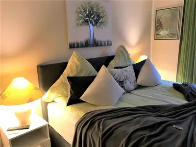 Ein Bett oder Betten in einem Zimmer der Unterkunft Bergblick Braunlage App 17 & 18