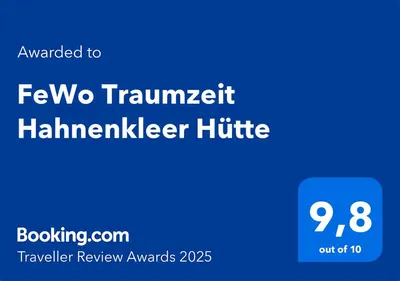 Ein Zertifikat, Auszeichnung, Logo oder anderes Dokument, das in der Unterkunft Hahnenkleer Hütte ausgestellt ist