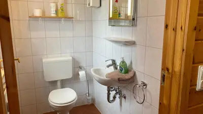 Ein Badezimmer in der Unterkunft Feriendorf Blauvogel Blauvogel 052