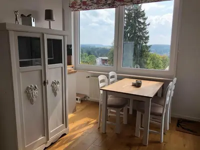 Küche/Küchenzeile in der Unterkunft Harzer Weitblick