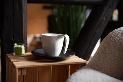 Kaffee-/Teezubehör in der Unterkunft HIRSCH Stadt Apartment 7 - Parkplatz - Fensterfront - Stadtblick