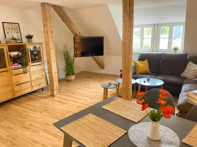TV/Unterhaltungsangebot in der Unterkunft Gröpernblick - Zentrumsnahe FeWo I 2 Schlafzimmer I 100 qm I Parkplätze in der Umgebung
