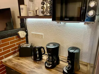 Küche/Küchenzeile in der Unterkunft Ferienwohnung Seidenglanz