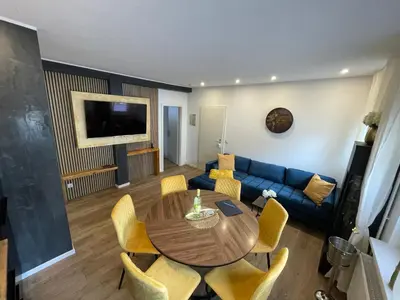 TV/Unterhaltungsangebot in der Unterkunft Komfort Apartments am Badepark, Modern! Stylisch! Geräumig!