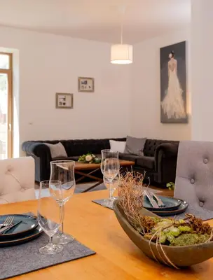 Ein Sitzbereich in der Unterkunft Harz Huus Apartments 