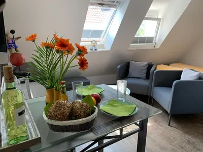 Ein Sitzbereich in der Unterkunft Ackerbürgerhaus von 1604
