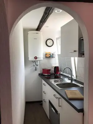 Küche/Küchenzeile in der Unterkunft Ackerbürgerhaus von 1604