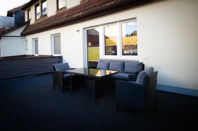 Ein Sitzbereich in der Unterkunft Ferienwohnung Busch 4