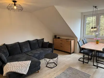 Ein Sitzbereich in der Unterkunft Ferienwohnung Bergzauber Braunlage