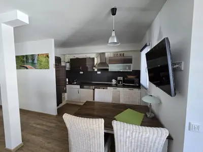Küche/Küchenzeile in der Unterkunft Ferienwohnung Am Hasselkopf 1