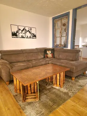 Ein Sitzbereich in der Unterkunft Ferienwohnung Gute Seele