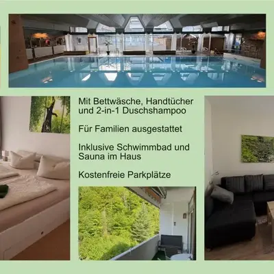 Waldtraum Schwimmbad Sauna Kinderbett wandern