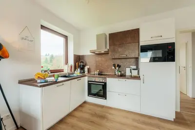 Küche/Küchenzeile in der Unterkunft Ferienwohnung Jederzeit - Balkon, WLan