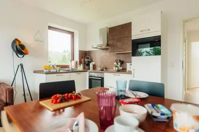 Küche/Küchenzeile in der Unterkunft Ferienwohnung Jederzeit - Balkon, WLan