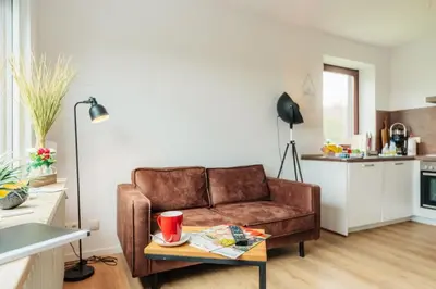 Ein Sitzbereich in der Unterkunft Ferienwohnung Jederzeit - Balkon, WLan