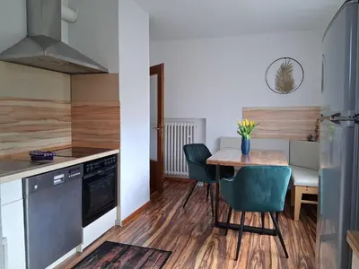 Küche/Küchenzeile in der Unterkunft Ferienwohnung Am Eisstadion
