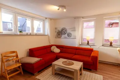 Ein Sitzbereich in der Unterkunft Ferienwohnung Mondschein in der Villa Harzer Flair
