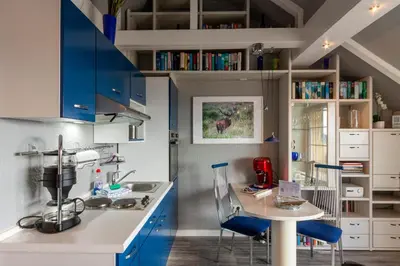 Küche/Küchenzeile in der Unterkunft Ferienwohnung Kühl 3 mit Balkon, Sauna und Fitnessraum