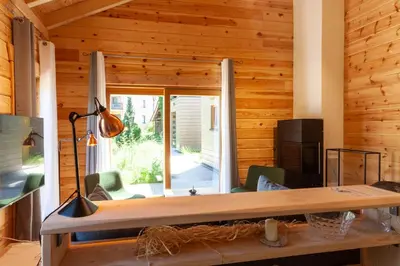 Grundriss der Unterkunft Ferienhaus Blockhouse 8 mit Sauna, Terrasse und Grill
