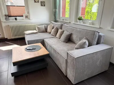 Ein Sitzbereich in der Unterkunft PrimeLoft Eule - bis 8 Pers - 2 Etagen - Balkon - modern & stilvoll - zentral in Braunlage