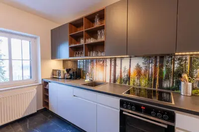 Küche/Küchenzeile in der Unterkunft Ferienwohnung Hexenglück mit Balkon