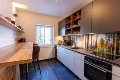 Küche/Küchenzeile in der Unterkunft Ferienwohnung Hexenglück mit Balkon