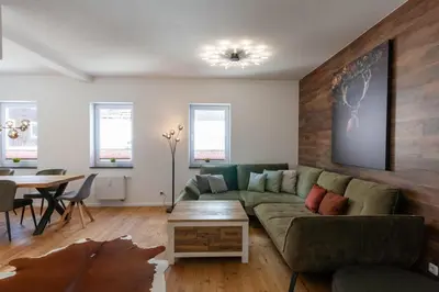 Ein Sitzbereich in der Unterkunft Ferienwohnung Herzog 1 mit Terrasse