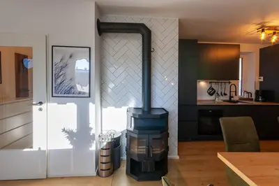 Küche/Küchenzeile in der Unterkunft Ferienwohnung Liftquartier mit Kamin und Balkon