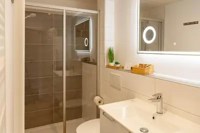 Ein Badezimmer in der Unterkunft Ferienwohnung Wurmbergziel mit Balkon