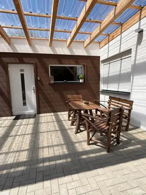 Ein Balkon oder eine Terrasse in der Unterkunft Tiny House Am Goldbach