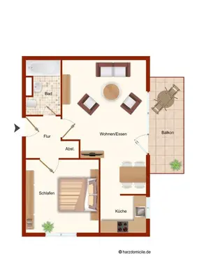 Grundriss der Unterkunft Ferienwohnung Harzer Glück mit Balkon und Sauna
