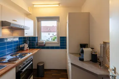 Küche/Küchenzeile in der Unterkunft Ferienwohnung Auf dem Hügel mit Balkon
