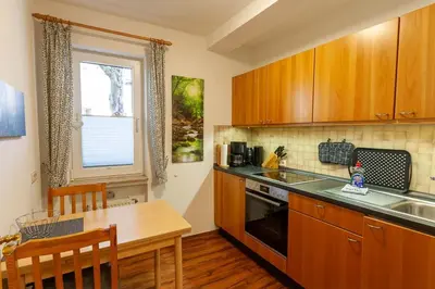 Küche/Küchenzeile in der Unterkunft Ferienwohnung Bergrast mit Balkon