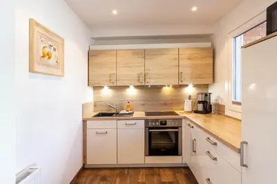 Küche/Küchenzeile in der Unterkunft Ferienwohnung Bergsicht mit Balkon