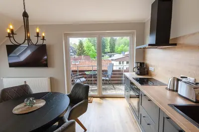 Küche/Küchenzeile in der Unterkunft Ferienwohnung Kleine Fichte mit Balkon