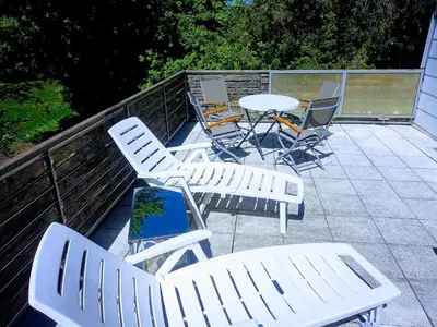 Ein Balkon oder eine Terrasse in der Unterkunft Hexenstube Morgana ,WLAN, tolles Bad, Garage, toller Balkon